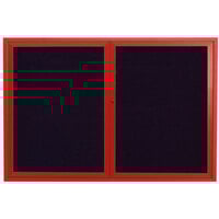 Aarco OADC4872R 48" x 72" Enclosed Hinged Locking 2 Door Powder Coated Red Aluminum Outdoor Directory Board with Black Letter Board