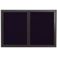 Aarco Enclosed Hinged Locking 2 Door Bronze Anodized Aluminum Outdoor Directory Board with Black Letter Board