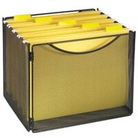 Safco 2170BL 12 1/2 inch x 11 inch x 10 inch Black Mesh Steel Mesh File Storage Box