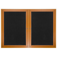 Aarco ADCO3660R 36 inch x 60 inch Enclosed Hinged Locking 2 Door Oak Finish Aluminum Indoor Directory Board with Felt Rear Panels