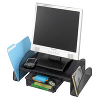 Safco 2159BL Onyx Black Mesh Steel Monitor Stand and Organizer