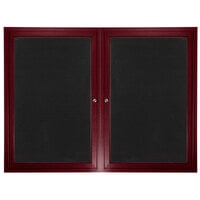 Aarco ADCW3648R 36 inch x 48 inch Enclosed Hinged Locking 2 Door Cherry Finish Aluminum Indoor Directory Board with Felt Rear Panels