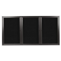 Aarco Enclosed Hinged Locking 3 Door Bronze Anodized Aluminum Outdoor Directory Board with Black Letter Board