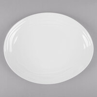 GET OP-1290-AW Magnolia 11 1/2" x 9 3/4" Ivory (American White) Melamine Oval Coupe Platter with Textured Rim   - 12/Case