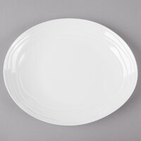 GET OP-870-AW Magnolia 8" x 6 1/2" Ivory (American White) Melamine Oval Coupe Platter with Textured Rim   - 24/Case