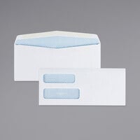 Quality Park 24550 #10 4 1/8 inch x 9 1/2 inch White Gummed Seal Security Tinted Check Envelope with 2 Windows - 500/Box