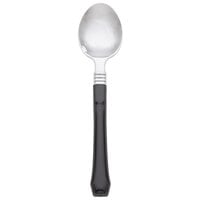 WNA Comet HRFTS480BK Reflections Duet 6 1/2 inch Stainless Steel Look Heavy Weight Plastic Teaspoon with Black Handle - 20/Pack