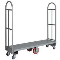 1500 LBS DOIT Flatbed Cart Hand Platform Truck Push Dolly for Loading with Double Row Handle,Bright Red & Black,Carrying Capacity 