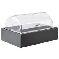Vollrath Cubic 22 7/16" x 14 9/16" x 12 9/16" Black Food Display Platter with Clear Lid