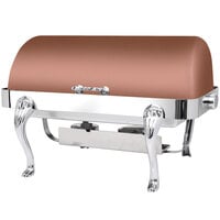 Eastern Tabletop 3114QACP Queen Anne 8 Qt. Rectangular Copper Coated Stainless Steel Roll Top Chafer