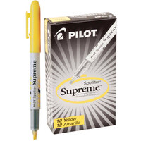 Pilot 16008 Spotliter Supreme Fluorescent Yellow Chisel Tip Highlighter with Pocket Clip - 12/Pack