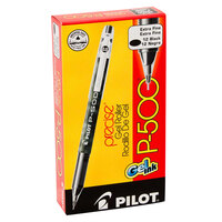 Pilot 38600 P-500 Black Ink with Black Barrel 0.5mm Roller Ball Stick Gel Pen - 12/Pack