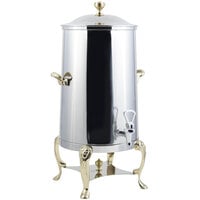 Bon Chef 48001-1-E Lion 1.5 Gallon Insulated Stainless Steel Electric Coffee Chafer Urn with Brass Trim