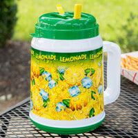 64 oz. Plastic Lemonade Tanker with Spout / Straw and Lid - 12/Case