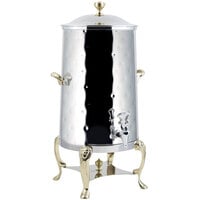 Bon Chef 48001-H Lion 1.5 Gallon Insulated Hammered Stainless Steel Coffee Chafer Urn with Brass Trim