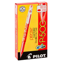Pilot 38602 P-500 Red Ink with Red Barrel 0.5mm Roller Ball Stick Gel Pen - 12/Pack