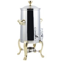 Bon Chef 41003 Aurora 3.5 Gallon Stainless Steel Coffee Chafer Urn with Brass Trim