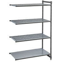Cambro CBA183064VS4580 Camshelving® Basics Plus Add On Unit with 3 Vented Shelves and 1 Solid Shelf - 18 inch x 30 inch x 64 inch