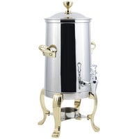 Bon Chef 41001 Aurora 2 Gallon Stainless Steel Coffee Chafer Urn with Brass Trim
