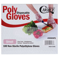 Choice Disposable Poly Gloves - Small for Food Service - 100/Pack