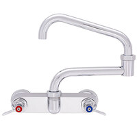 Fisher 45128 Wall Mounted Faucet with 8" Centers, 24" Double-Jointed Swing Nozzle, 37 GPM Flow, and Lever Handles
