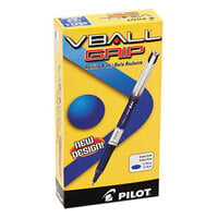 Pilot 35471 VBall Grip Blue Ink with Blue / White Barrel 0.5mm Roller Ball Stick Pen - 12/Pack