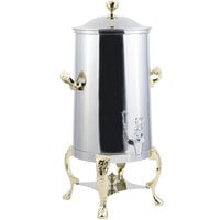 Bon Chef 47003 Renaissance 3 Gallon Insulated Stainless Steel Coffee Chafer Urn with Brass Trim
