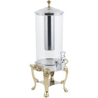 Bon Chef 48500 Lion 2 Gallon Brass Finish Beverage Dispenser with Stainless Steel Ice Chamber