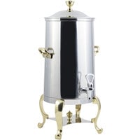 Bon Chef 49003 Roman 3 Gallon Insulated Stainless Steel Coffee Chafer Urn with Brass Trim