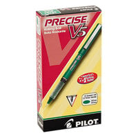 Pilot 25104 Precise V5 Green Ink with Green Barrel 0.5mm Roller Ball Stick Pen - 12/Pack