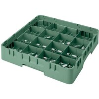 Cambro 16S738119 Camrack 7 3/4 inch High Customizable Sherwood Green 16 Compartment Glass Rack