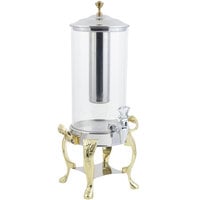 Bon Chef 47500 Renaissance 2 Gallon Brass Finish Beverage Dispenser with Stainless Steel Ice Chamber
