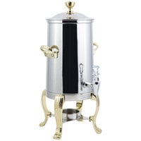 Bon Chef 41005 Aurora 5.5 Gallon Stainless Steel Coffee Chafer Urn with Brass Trim