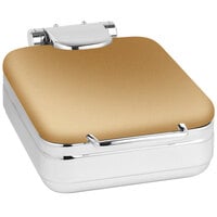 Eastern Tabletop 3997RZ Jazz Rock 4 Qt. Square Bronze Coated Stainless Steel Induction Chafer with Hinged Dome Cover