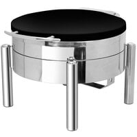 Eastern Tabletop 3979SMB Jazz Swing 4 Qt. Black Coated Stainless Steel Round Chafer with Pillar'd Stand and Hinged Dome Cover