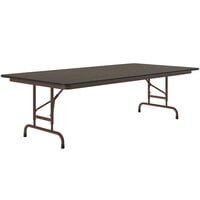 Correll 36" x 72" Walnut Light Duty Melamine Adjustable Height Folding Table