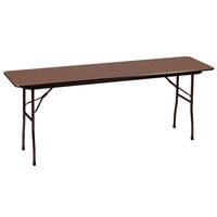 Correll 18" x 72" Rectangular Walnut Solid High Pressure Heavy Duty Folding Table with Plywood Core