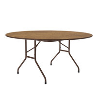 Correll 60 inch Round Medium Oak Light Duty Melamine Folding Table