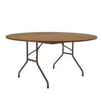 Correll 60" Round Medium Oak Light Duty Melamine Folding Table