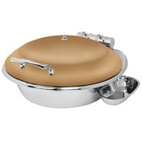Eastern Tabletop 3938RZ Crown 6 Qt. Round Bronze Coated Stainless Steel Induction Chafer with Hinged Dome Lid