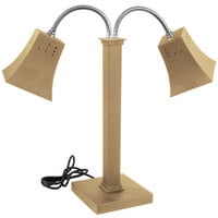 Eastern Tabletop 9672RZ Double Arm Bronze Coated Stainless Steel Freestanding Heat Lamp with Square Shades and Adjustable Necks