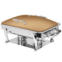 Eastern Tabletop 3935SRZ Crown 8 Qt. Rectangular Bronze Coated Stainless Steel Induction Chafer with Freedom Stand and Hinged Dome Cover