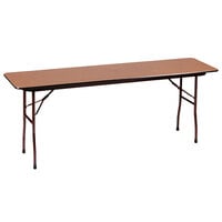 Correll 18" x 60" Rectangular Medium Oak Solid High Pressure Heavy Duty Folding Table with Plywood Core