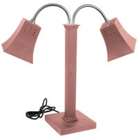 Eastern Tabletop 9672CP Double Arm Copper Coated Stainless Steel Freestanding Heat Lamp with Square Shades and Adjustable Necks