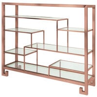 Eastern Tabletop ST1765CP 38 3/8" x 9 7/8" x 31 1/2" Copper Coated Stainless Steel Multi-Level Square Tabletop Display Stand with Clear Glass Tempered Shelves