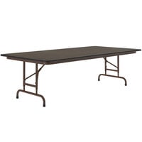 Correll 36" x 96" Walnut Light Duty Melamine Adjustable Height Folding Table