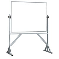 Aarco WARC3648 36 inch x 48 inch Reversible Free Standing White Melamine Markerboard with Satin Anodized Aluminum Frame