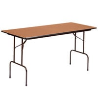 Correll 24 inch x 60 inch Medium Oak Solid High Pressure Heavy Duty Folding Table with Plywood Core