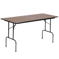 Correll 24 inch x 60 inch Walnut Solid High Pressure Heavy Duty Folding Table with Plywood Core