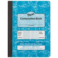 Pacon MMK37160 7 1/2 inch x 9 3/4 inch Blue Dual 1/4 inch Quadrille Ruling 3/8 inch Wide Ruling 20# Composition Book